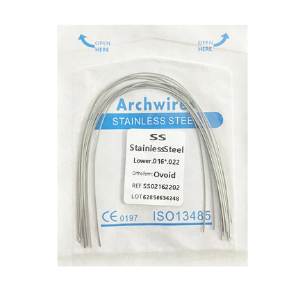 10PCS Dental Orthodontic Arch Wire Set - Stainless Steel Round & Rectangular Dentist Ovoid Form Material