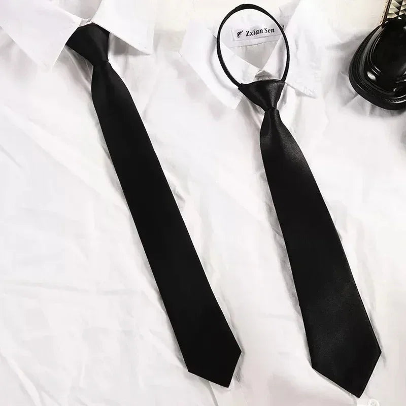 Unisex Black Clip-On Tie – Simple Security Necktie for Uniforms, Suits, Students & Funerals