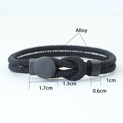 Men’s Double Layer Rope Bracelet – 4mm Nylon Cord Lucky Red Thread Pulsera, 3 Sizes Gift for Him