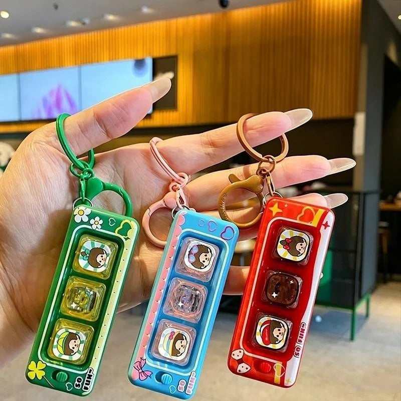 Monchhichi Keycap Clicker Keychain - Anti-Stress Fidget Toy, Cute Keyboard Key Cap and Squishy Bag Charm