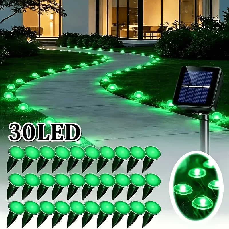 30 LED Solar Path Lights - IP54 Waterproof Multicolor Outdoor Marker Lights for Garden, Walkway & Patio Decor