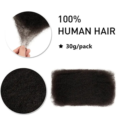 Brazilian Remy Afro Kinky Curly Human Hair for Braiding & Dreadlocks – 30g Natural Color Bulk Hair Extension (No Weft, 1 Bundle)