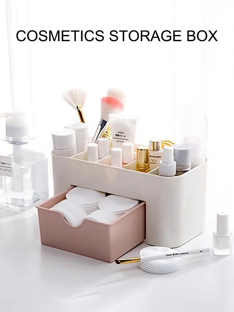 Multifunctional Nail & Cosmetic Storage Box - Cotton Swab, Accessories & Jewelry Organizer for Desktop