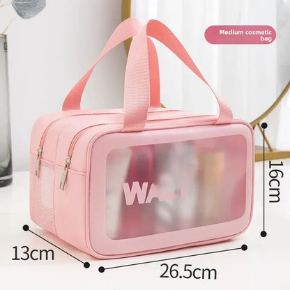 Waterproof Large Capacity Travel Cosmetic Bag – Portable Shower Makeup Organizer with Separate Wet & Dry Compartments