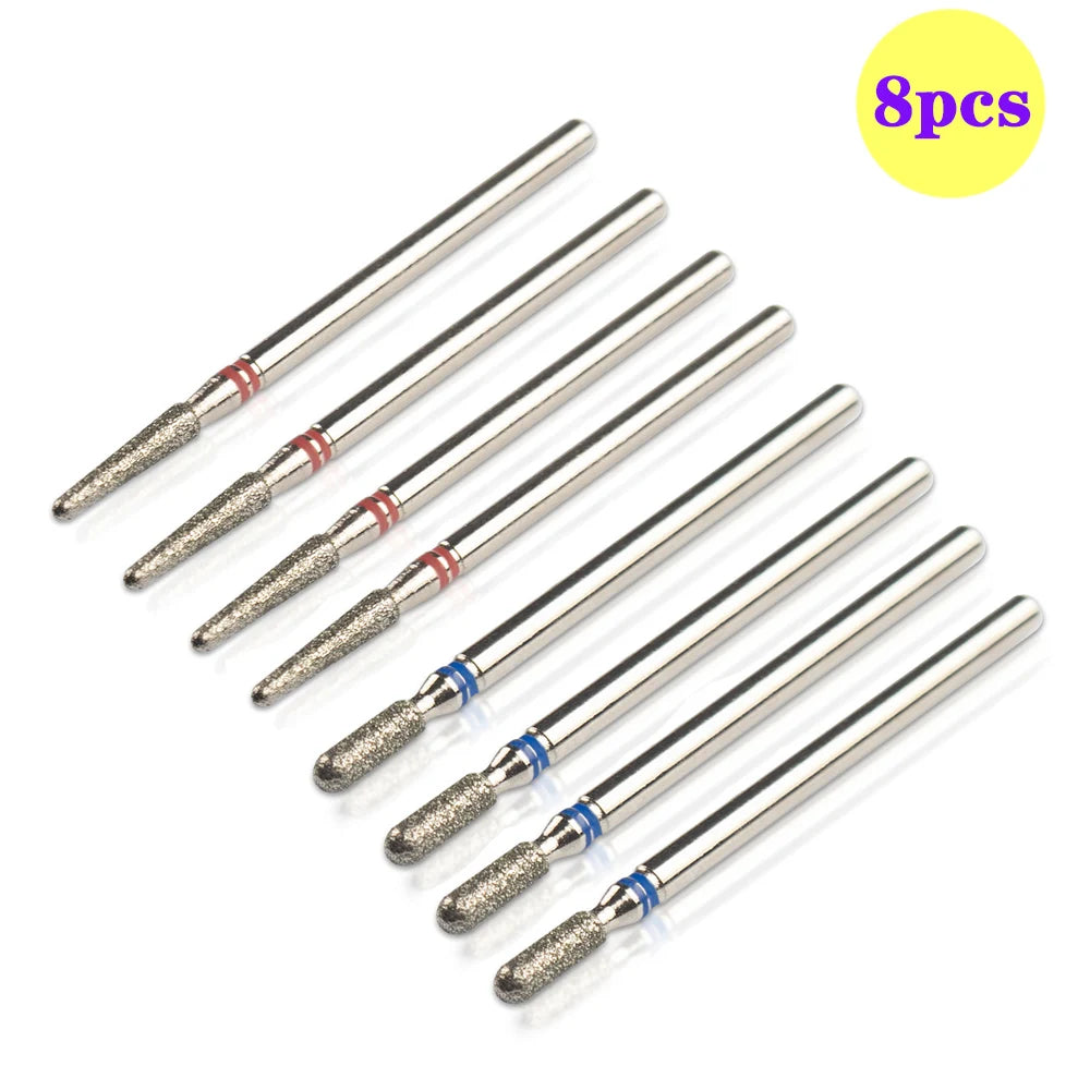 8pcs Diamond Nail Drill Bit Set - Rotary Electric Milling Cutters for Pedicure, Manicure, Cuticle Burr & Nail Tools Accessories