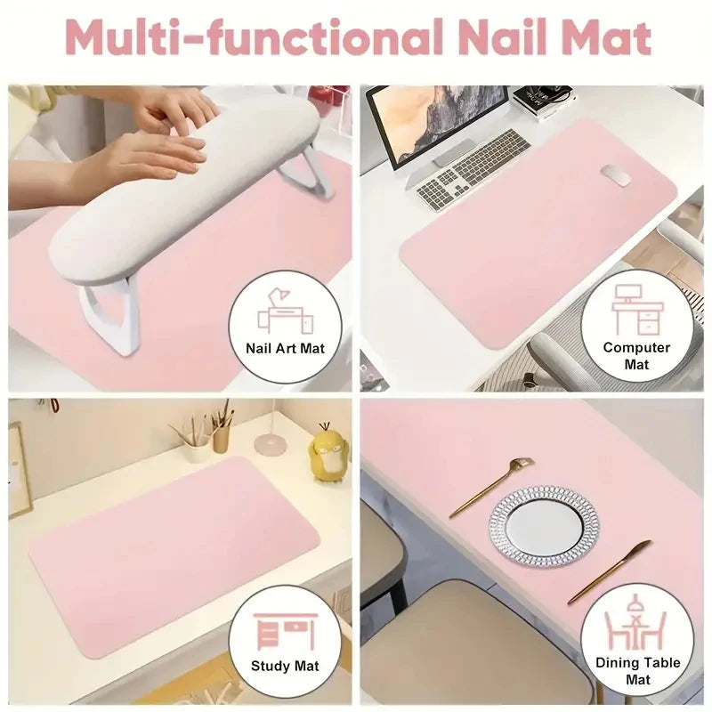 Nail Art Table Mat - Soft Foldable PU Leather Manicure Hand Rest Pad