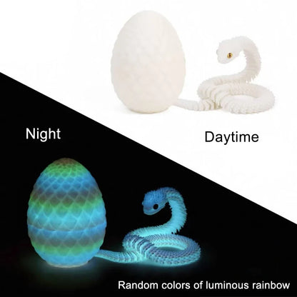 3D Printed Snake Egg Mold – Creative Decompression Rotatable Articulated Snake Desktop Ornament & Realistic Animal Toy for Kids
