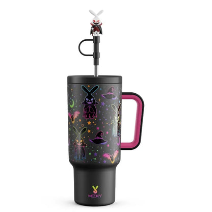 Meoky 40oz Halloween Tumbler with Straw – Insulated Stainless Steel Coffee Cup, Leak-Proof, Non-Slip, Portable Vacuum Car Mug