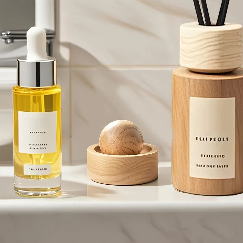 Wood Essential Oil Diffuser - Mini Natural Fragrance Air Freshener for Car, Bedroom, Living Room & Bathroom