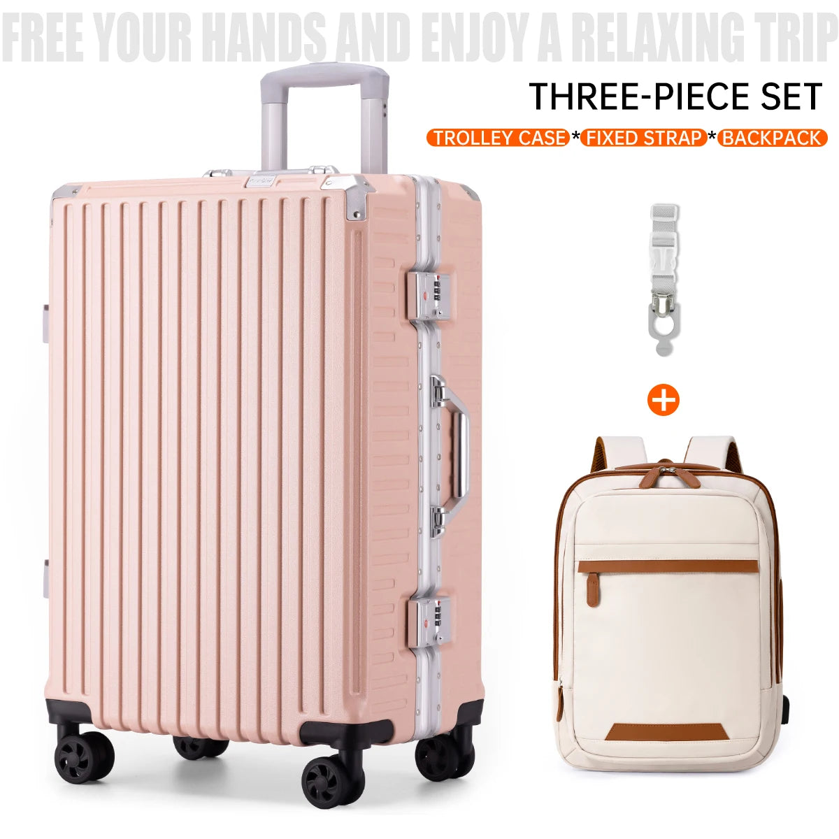 Aluminum Frame Rolling Luggage – 20/24/26/28 Inch Suitcase with USB Port, Combination Lock & Wheels