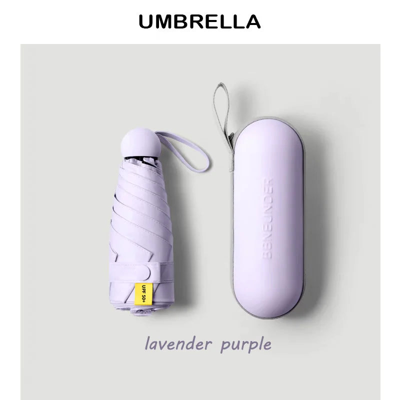Mini Capsule Umbrella – Portable Sun & Rain Protection, UV Coating, 6 Reinforced Ribs, Compact Travel Outdoor Umbrella