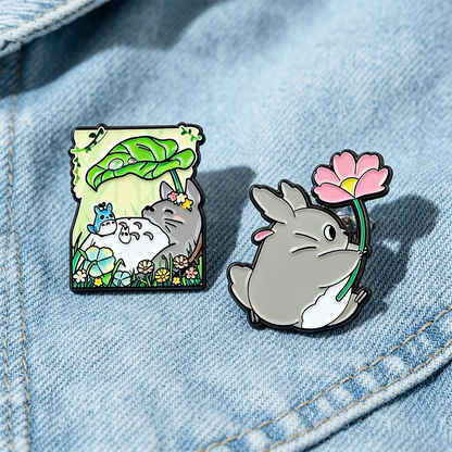 Cute Anime Cat Enamel Pins – 2-Piece Metal Lapel Brooch Set for Clothing, Bags and Fan Gifts