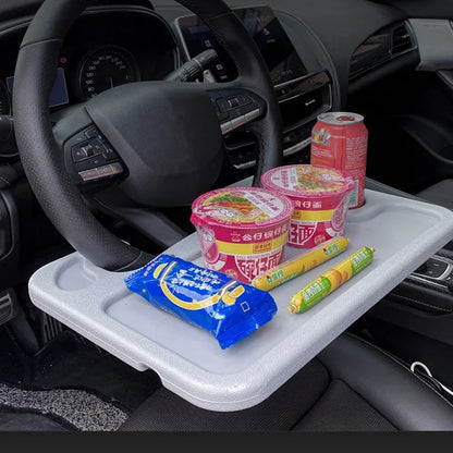 Portable Car Laptop Desk Mount Stand — Steering Wheel Tray Table for Work, Dining & Drinks