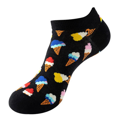 Combed Cotton Ankle Socks for Men & Women - Funny Beer, Fruit & Food Novelty Low Cut Socks (EU 38-43)