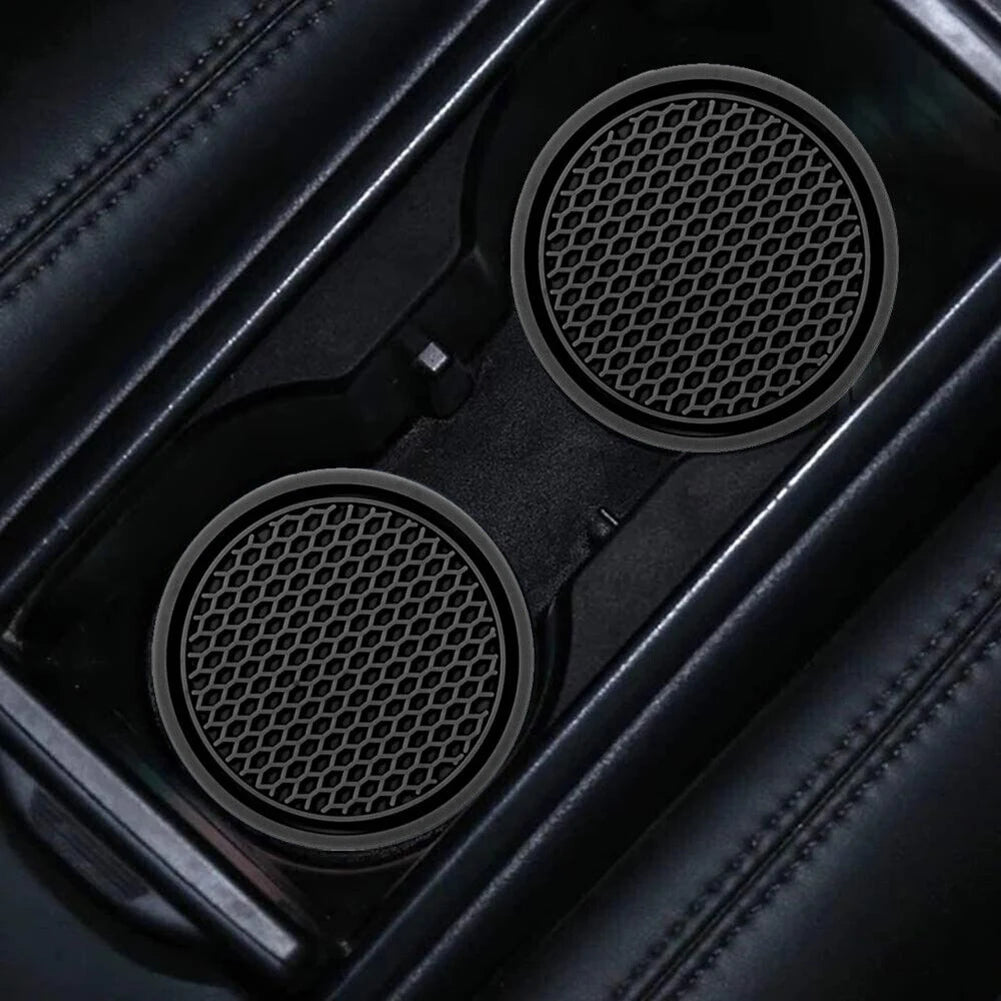 2pcs Black Car Auto Cup Holder Coasters - Anti-Slip Insert Pads for Interior Accessories - Universal Fit for Most Cups