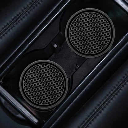 2pcs Black Car Auto Cup Holder Coasters - Anti-Slip Insert Pads for Interior Accessories - Universal Fit for Most Cups