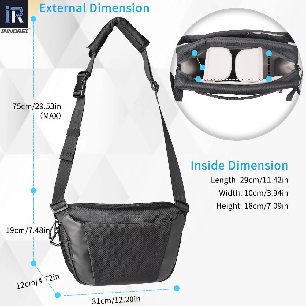 INNOREL CB0621 6L Waterproof Camera Sling Bag – Crossbody DSLR/SLR/Mirrorless Travel Bag for Photography, Cycling & Daily Use