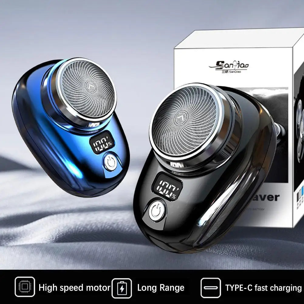 Portable Mini Electric Razor for Men – Cordless Pocket Beard Shaver with Digital Display
