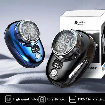 Portable Mini Electric Razor for Men – Cordless Pocket Beard Shaver with Digital Display