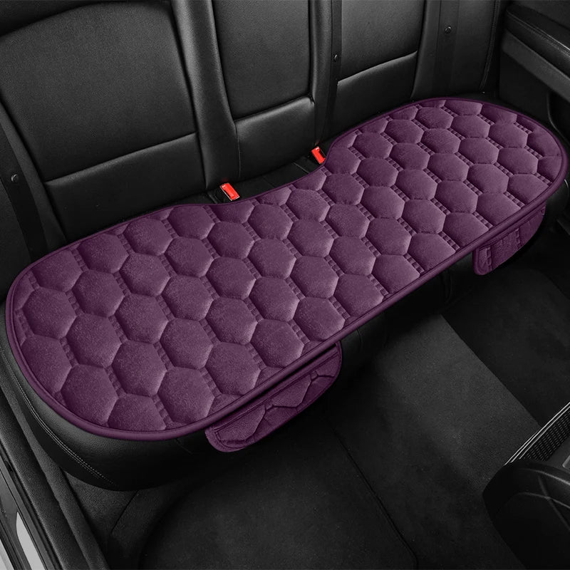 Winter Plush Car Seat Cushion Set - Warm Anti-Slip Grid Seat and Backrest Covers, 3-Piece Set for Cold Weather Comfort