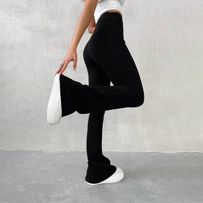 BUILDINGB Autumn High Waist Solid Trousers: Hip-Wrapping Elasticated Embossing for Versatile Daily Wear - Casual Women's Pants