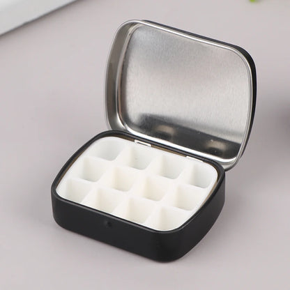 Portable Empty Watercolor Tin Box – 12/24 Grid Mini Paint Palette for Travel Painting & Art Supplies