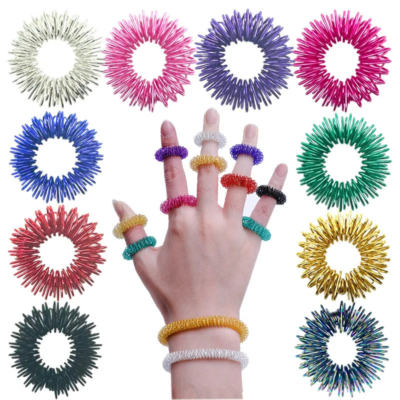 10pcs Hot Sale Sujok Finger Massage Rings – Gold Acupuncture Health Care Body Massager