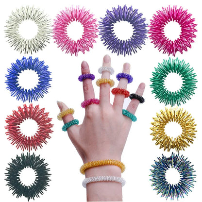 10pcs Hot Sale Sujok Finger Massage Rings – Gold Acupuncture Health Care Body Massager