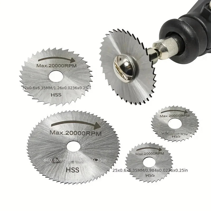 Mini Circular Saw Blades - 6-Piece HSS Cutting Disc Set for Wood Plastic & Aluminum Rotary Drilling Tools