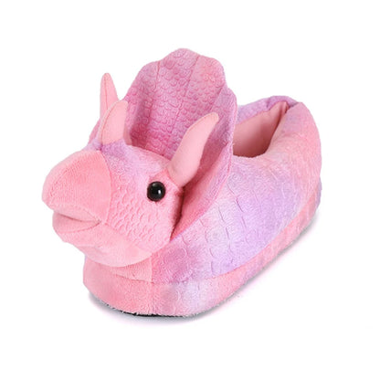 Winter Dinosaur Cotton Slippers for Women — Cartoon T-Rex Plush Velvet Home Slippers, Warm & Non-Slip Floor Shoes