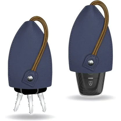 Creative Pull-Out Leather Key Case Cover - Large-Capacity Sleeve Keychain Bag, Cute Car Key Fob Protector with Holder Hook