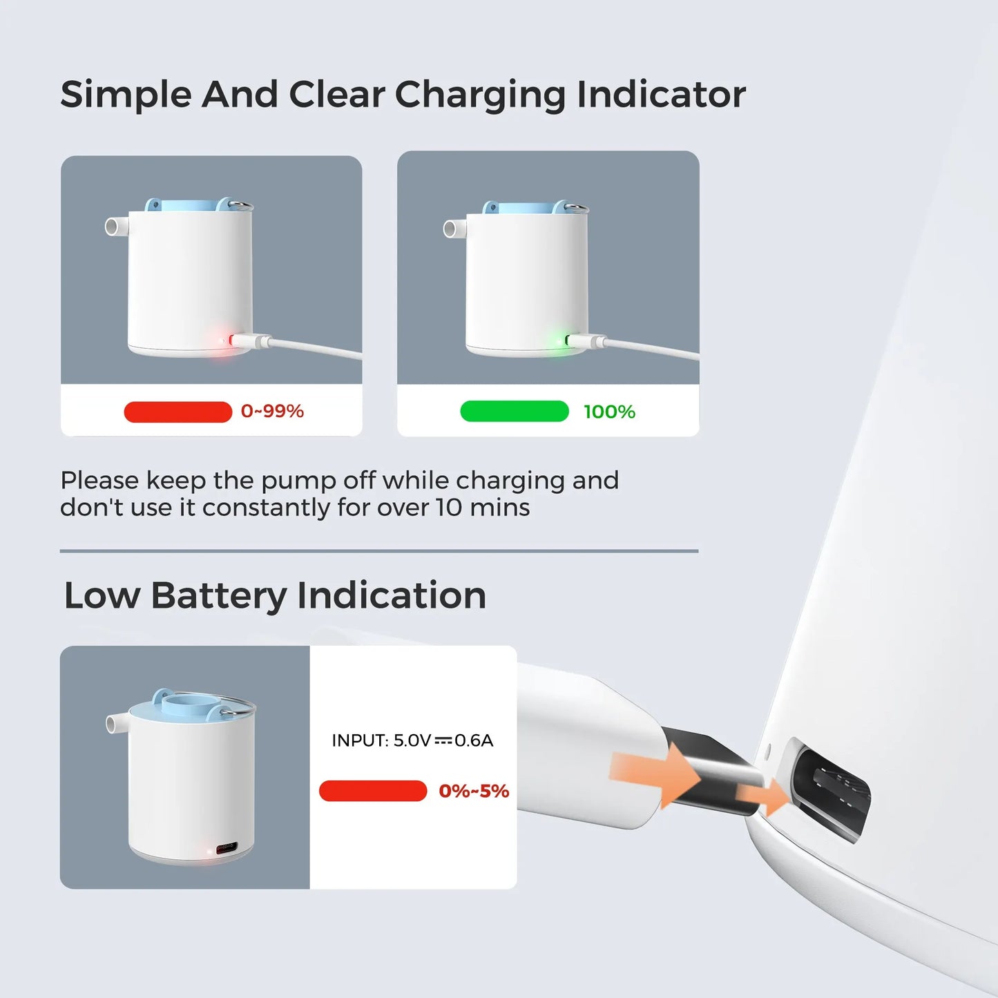 FLEXTAILGEAR Tiny Pump X – Portable Air Pump for Camping, Rechargeable Outdoor Gadget for Hiking, Floating, and Lighting
