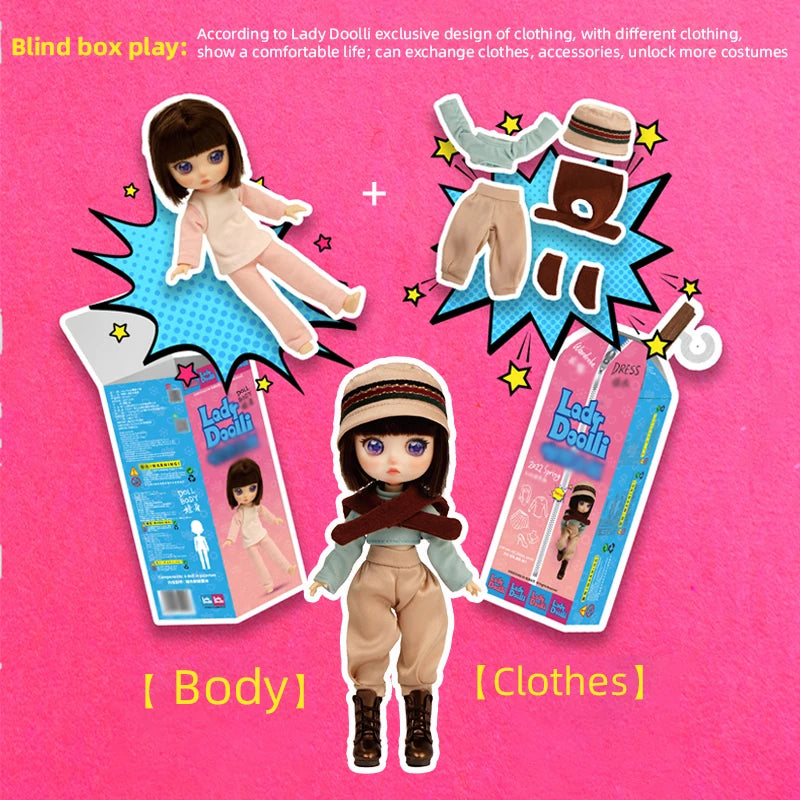 Lady Doolli 1/12 BJD Dolls Blind Box – 15cm Ob11 Mystery Anime Figure Toy, Kawaii Designer Gift