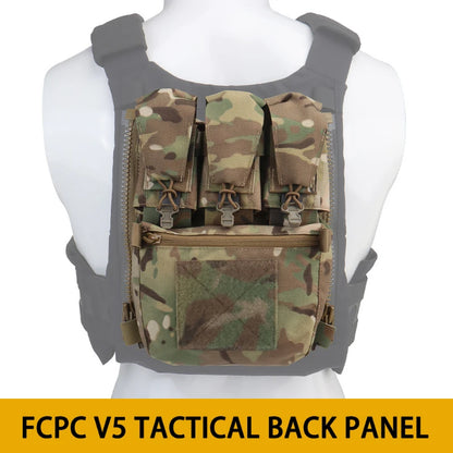 V5 FCPC Sport Vest Back Panel – Zippered Backplate with Expansion Bag & Triple Pouch for Airsoft Vest Plate Carrier Accessories