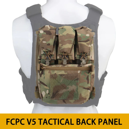 V5 FCPC Sport Vest Back Panel – Zippered Backplate with Expansion Bag & Triple Pouch for Airsoft Vest Plate Carrier Accessories