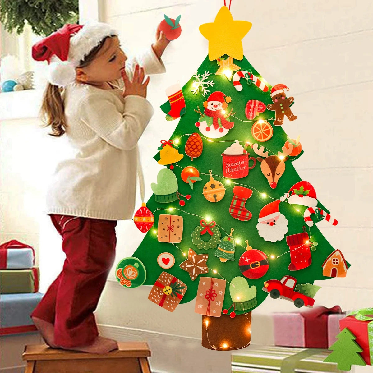 DIY Felt Christmas Tree Decoration – Xmas Ornament for Home Navidad Noel 2025 Santa Claus Kids Gift