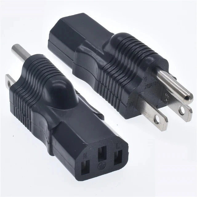 NEMA 5-15P to IEC C13 Power Adapter - US 3-Prong Male to IEC Female Converter for PDU and UPS, Black