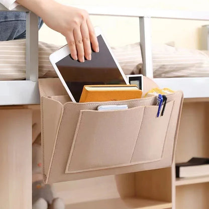 Felt Bedside Storage Organizer — Anti-Slip Hanging Pouch for Bed & Sofa