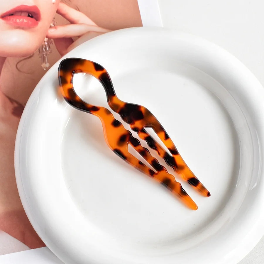 Acrylic Fish Tail U-Shaped Hairpin - French Twist & Lazy Bun Styling Accessory