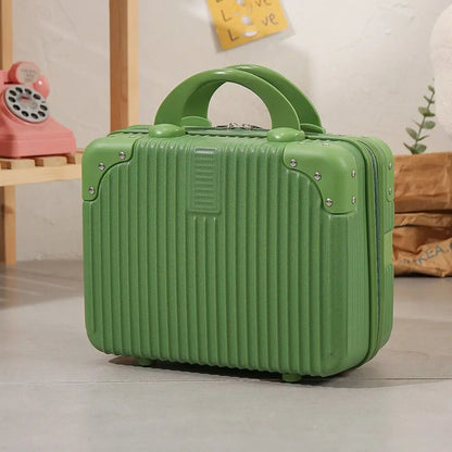 14-Inch Mini Travel Suitcase Cosmetic Box - Hand Luggage Organizer with Password Lock, Small Makeup Case for Boarding