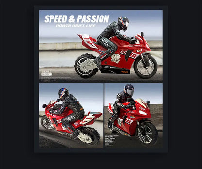 1/6 Scale RC Electric Racing Motorcycle – High-Speed 4CH Remote Control Drift Car Toy for Boys
