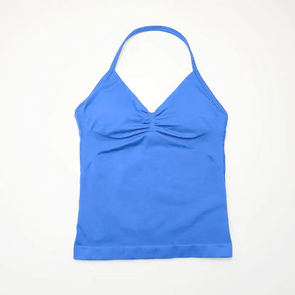 Women’s Longline Strappy Sports Yoga Vest Open Back Gym Tank Top Halter Running Fitness Bra Workout Top NCLAGEN Impact Style