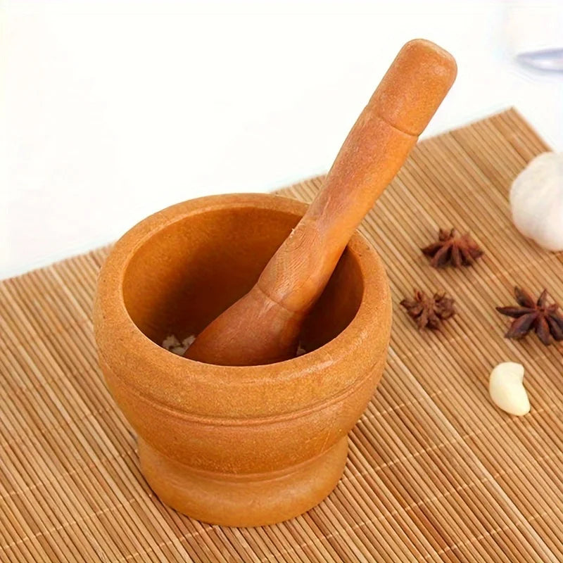 Kitchen Garlic & Chili Mortar and Pestle Set – Garlic Crusher and Household Chili Grinder Bowl