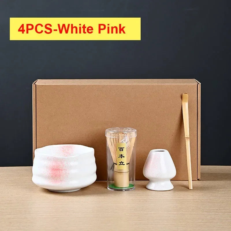 4/6Pcs Bamboo Matcha Tea Whisk Set – Scoop, Brush, Strainer & Bowl for Japanese Tea Ceremony