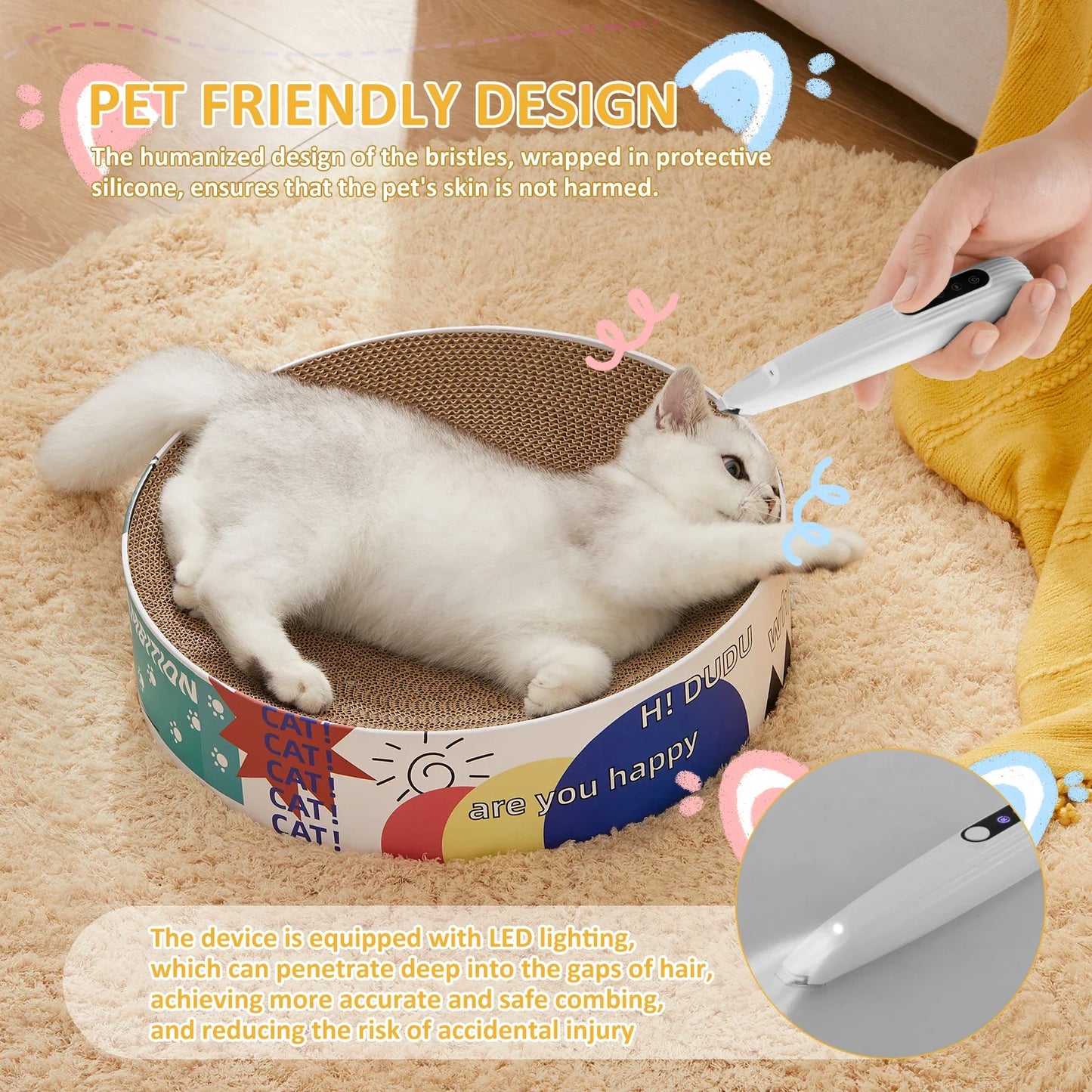 Pet Dog & Cat Paw Trimmer - LED Light, Low Noise, Waterproof Cordless Hair Clipper Grooming Tool