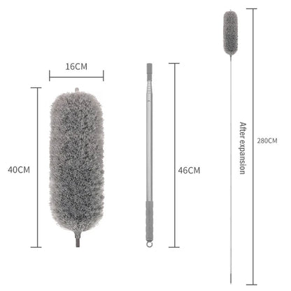 280cm Extendable Microfiber Duster — Telescopic Dust Cleaner Brush for Mites, Gaps & Home Cleaning
