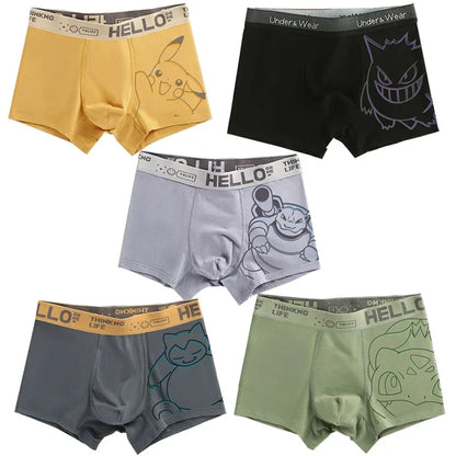 Pokémon Anime Boxer Briefs - Men’s & Boys’ Charmander, Charizard, Bulbasaur, Gengar & Pikachu Underwear