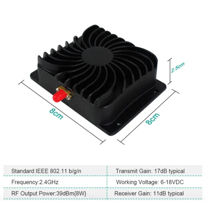 EDUP 8W WiFi Booster - 2.4GHz Signal Amplifier & Range Extender with Wireless Remote Control for Long Range