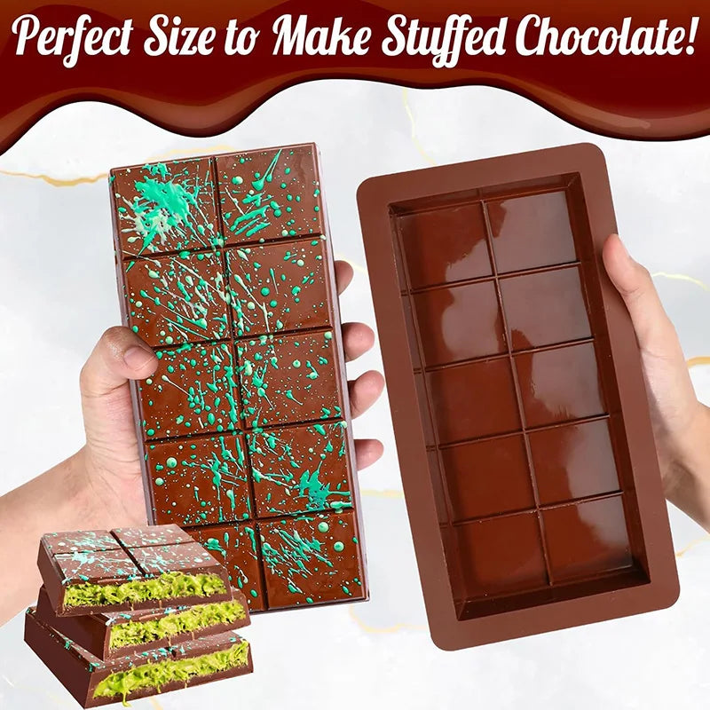 Silicone Chocolate Bar Mold - Break Apart Rectangle Mold for Chocolate, Wax Melts & Handmade Treats