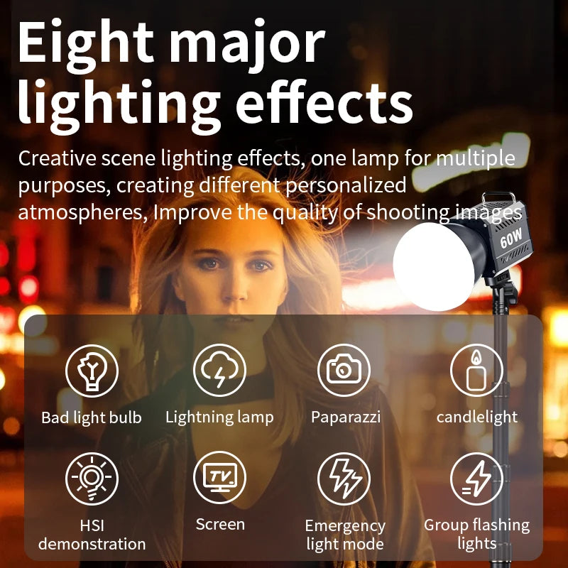 LED Fill Light Handheld COB Photography Light - Dual Color, Gentle Light for Outdoor Shooting, YouTube, TikTok, Vlog with Remote Rocker